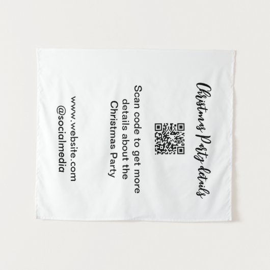 Tenture Holiday party Scan QR code details website social (Devant (Horizontal))