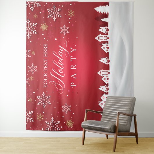 Tenture Holiday Party snowflakes photobooth backdrop (En situation)