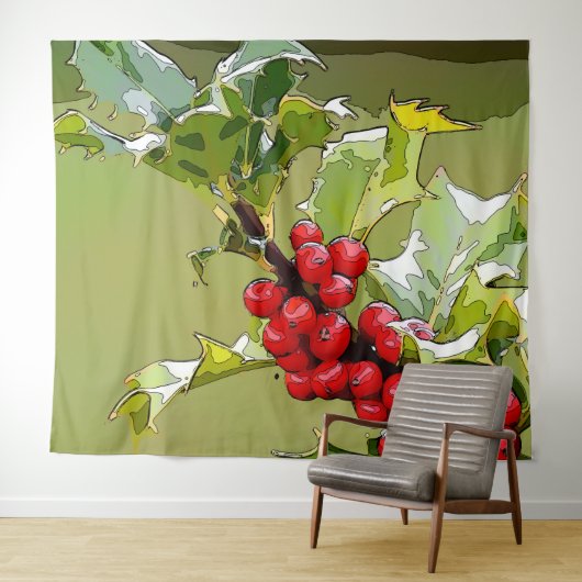 Tenture Holly Berries 005 (En situation (horizontale))