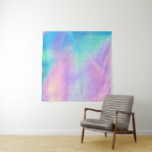 Tenture Holographique texture réelle en bleu rose vert (En situation (horizontale))