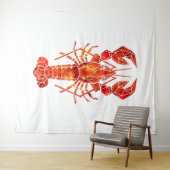 Tenture Homard polygonal rouge (En situation (horizontale))