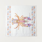 Tenture Homard rose et bleu (Devant (Horizontal))