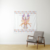 Tenture Homard rose et bleu (En situation)