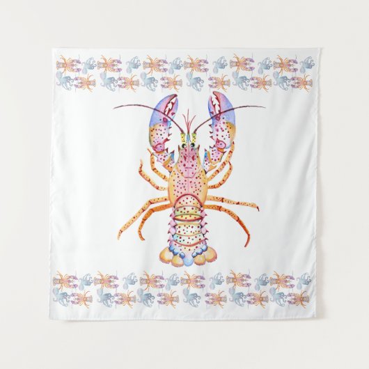 Tenture Homard rose et bleu (Devant)