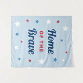 Tenture Home of the Brave Blue 4th of July Tapestry (Devant (Horizontal))