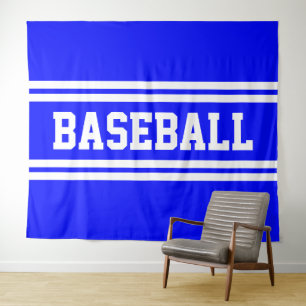 Tenture HOMERUN Bleu Blanc Rayures de Course de Baseball