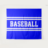 Tenture HOMERUN Bleu Blanc Rayures de Course de Baseball (Devant (Horizontal))