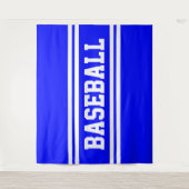 Tenture HOMERUN Bleu Blanc Rayures de Course de Baseball (Devant)