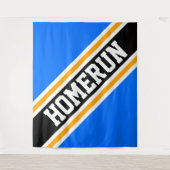 Tenture HOMERUN Bleu Clair Jaune Orange Noir Rayures (Devant)