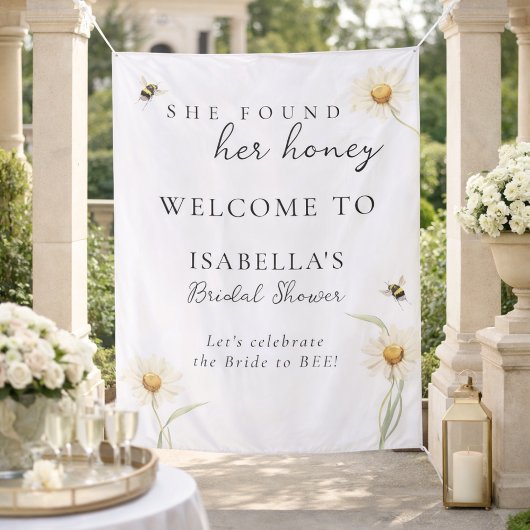 Tenture Honey Bee Classy Bridal Shower Fabric Welcome Sign