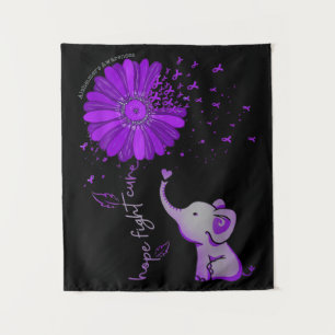 Tenture Hope Fight Cute Elephant Alzheimer's Purple Ribbon