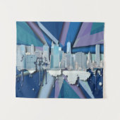Tenture Horizon | 3D bleu de New York City (Devant (Horizontal))