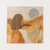 Tenture Horizons d'or - Femme Abstraite du désert (Devant)