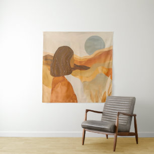 Tenture Horizons Dorés – Femme Abstraite du Désert