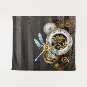 Tenture Horloge à vapeur avec libellule mécanique