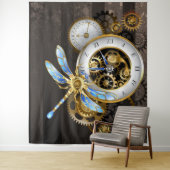 Tenture Horloge à vapeur avec libellule mécanique (En situation)