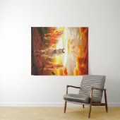 Tenture Horses at sunset throw pillow (En situation (horizontale))