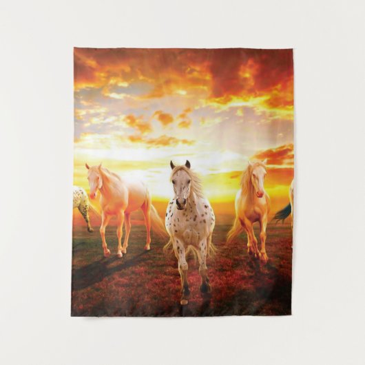Tenture Horses at sunset throw pillow (Devant)