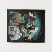 Tenture Horus Astronaut - Dieux anciens et exploration spa (Devant (Horizontal))