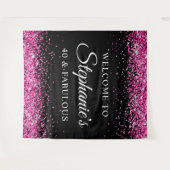 Tenture Hot Pink Glitter Black 40 & Fabulous Welcome (Devant (Horizontal))