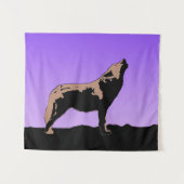 Tenture Howling Wolf at Sunset - Art faunique original (Devant (Horizontal))