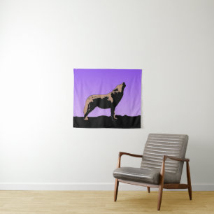 Tenture Howling Wolf at Sunset - Art faunique original