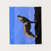 Tenture Howling Wolf en hiver - Art faunique original (Devant)