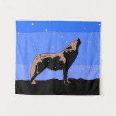 Tenture Howling Wolf en hiver - Art faunique original (Devant (Horizontal))