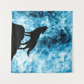 Tenture Howling Wolf Hiver neige bleue fumée Abstraite (Devant (Horizontal))