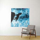 Tenture Howling Wolf Hiver neige bleue fumée Abstraite (En situation (horizontale))