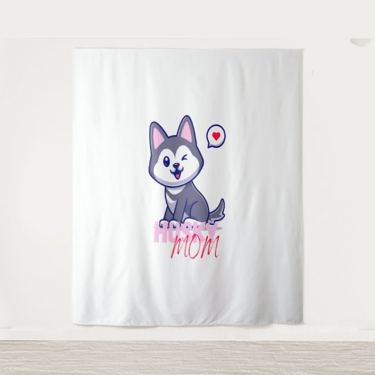 Tenture Husky Chig Maman Cute Kawaii Chiot (Devant)