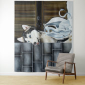 Tenture Husky Chig White Dragon Adventure (En situation)