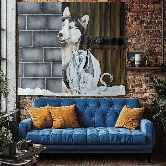 Tenture Husky Chig White Dragon Adventure