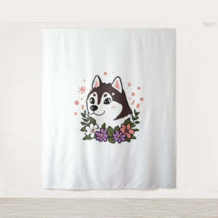 Tenture Husky Flowers Amoureux des chiens Malamute