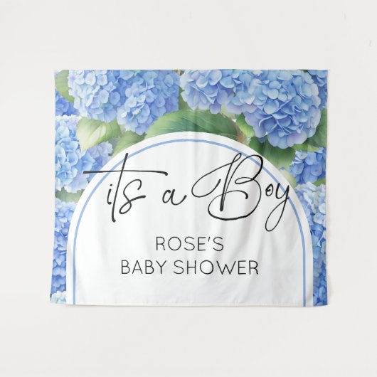 Tenture Hydrangea Blue Flowers C'est un garçon (Devant (Horizontal))