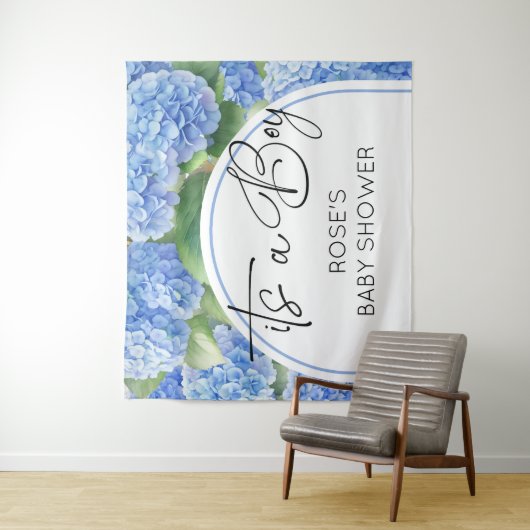 Tenture Hydrangea Blue Flowers C'est un garçon (En situation)