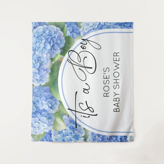 Tenture Hydrangea Blue Flowers C'est un garçon (Devant)
