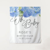 Tenture Hydrangea Blue Flowers Oh Baby shower (Devant)
