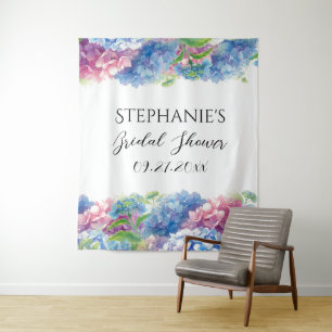 Tenture Hydrangeas Blue Floral Fête des mariées Photo Boot