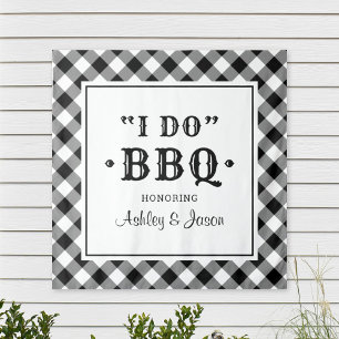 Tenture I Do BBQ Black En vichy Custom Wedding Monogramme