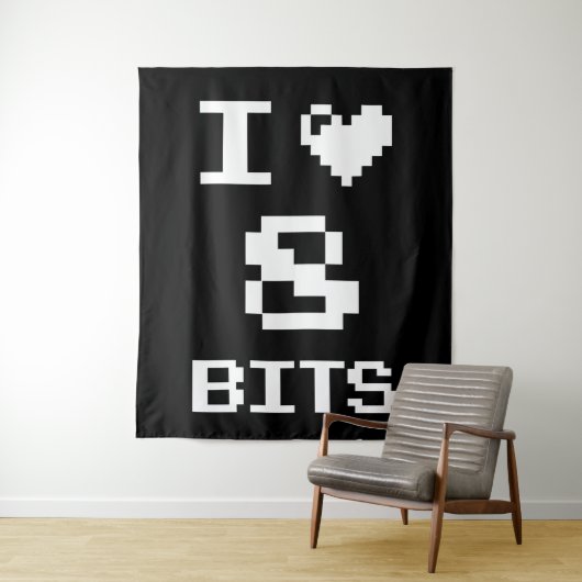 Tenture I Love 8 Bits, gamer design geek (En situation)