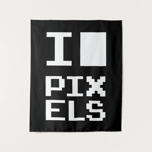 Tenture I Love Pixels, design geek, art des pixels (Devant)