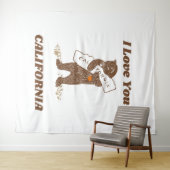 Tenture I Love You California Bear Hugging Map (En situation (horizontale))