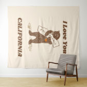 Tenture I Love You California Bear Hugging Map (En situation (horizontale))