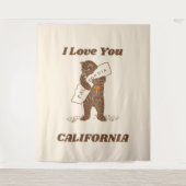 Tenture I Love You California Bear Hugging Map (Devant)