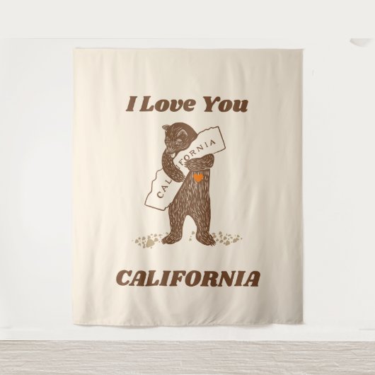 Tenture I Love You California Bear Hugging Map (Devant)
