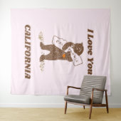 Tenture I Love You California Bear Hugging Map (En situation (horizontale))