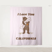 Tenture I Love You California Bear Hugging Map (Devant)