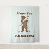 Tenture I Love You California Bear Hugging Map (Devant)