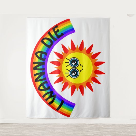 Tenture I Wanna Die - Rainbow Smiling Sun (Devant)